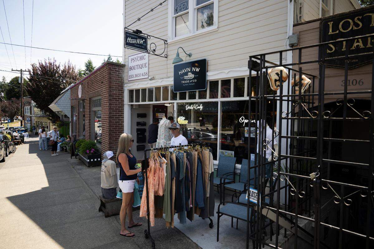 People browse at Havn NW Trade & Company on Monday, July 21, 2025, in Gig Harbor, Wash.