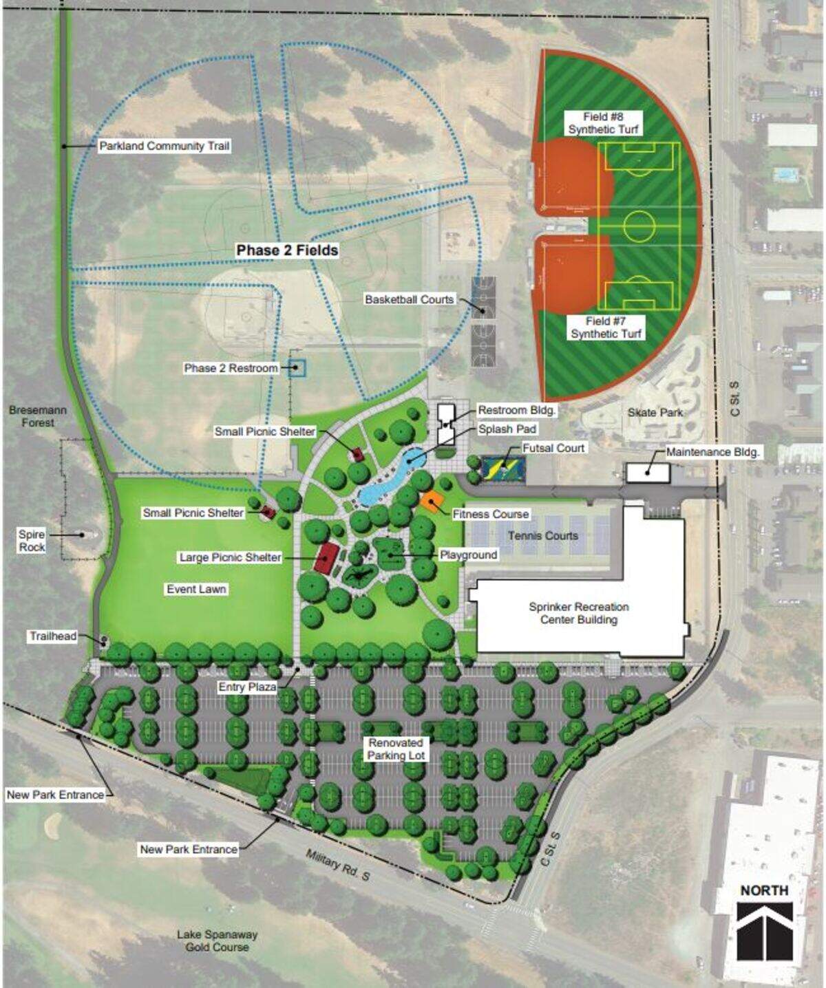 A schematic of the Sprinker Outdoor Improvement Project.