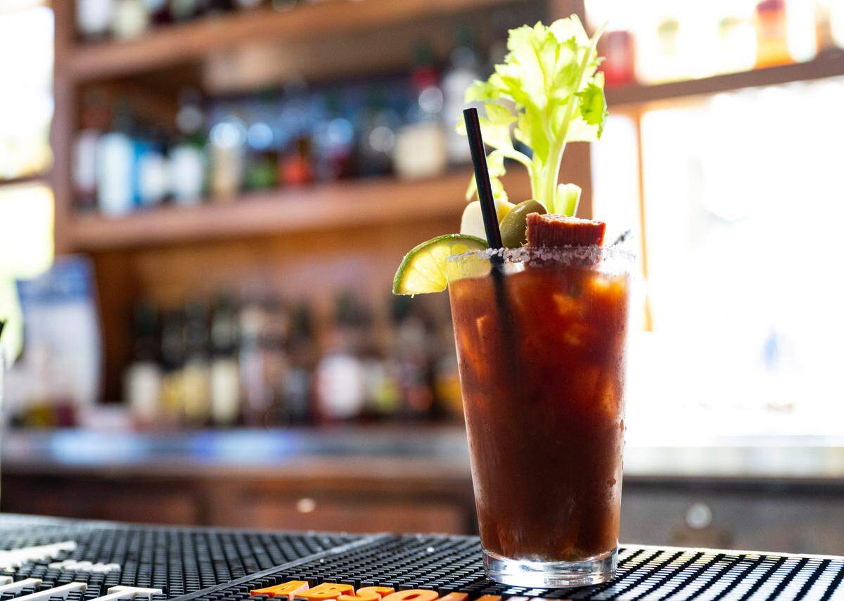 Enjoy the just-right spice of Hob Nob’s bloody mary while nibbling on a celery stick, a hunk of pepperoni and pepperjack, a green olive and a pickled green bean.