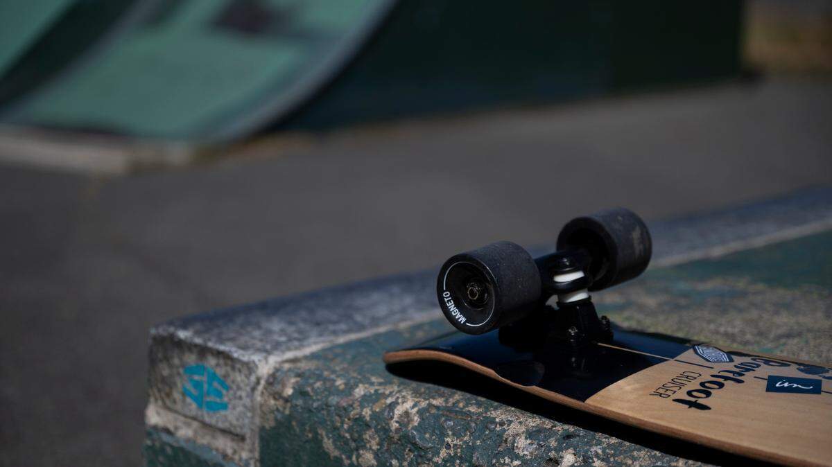 A skateboard sits near the deck at a Tacoma skatepark in July 2024.