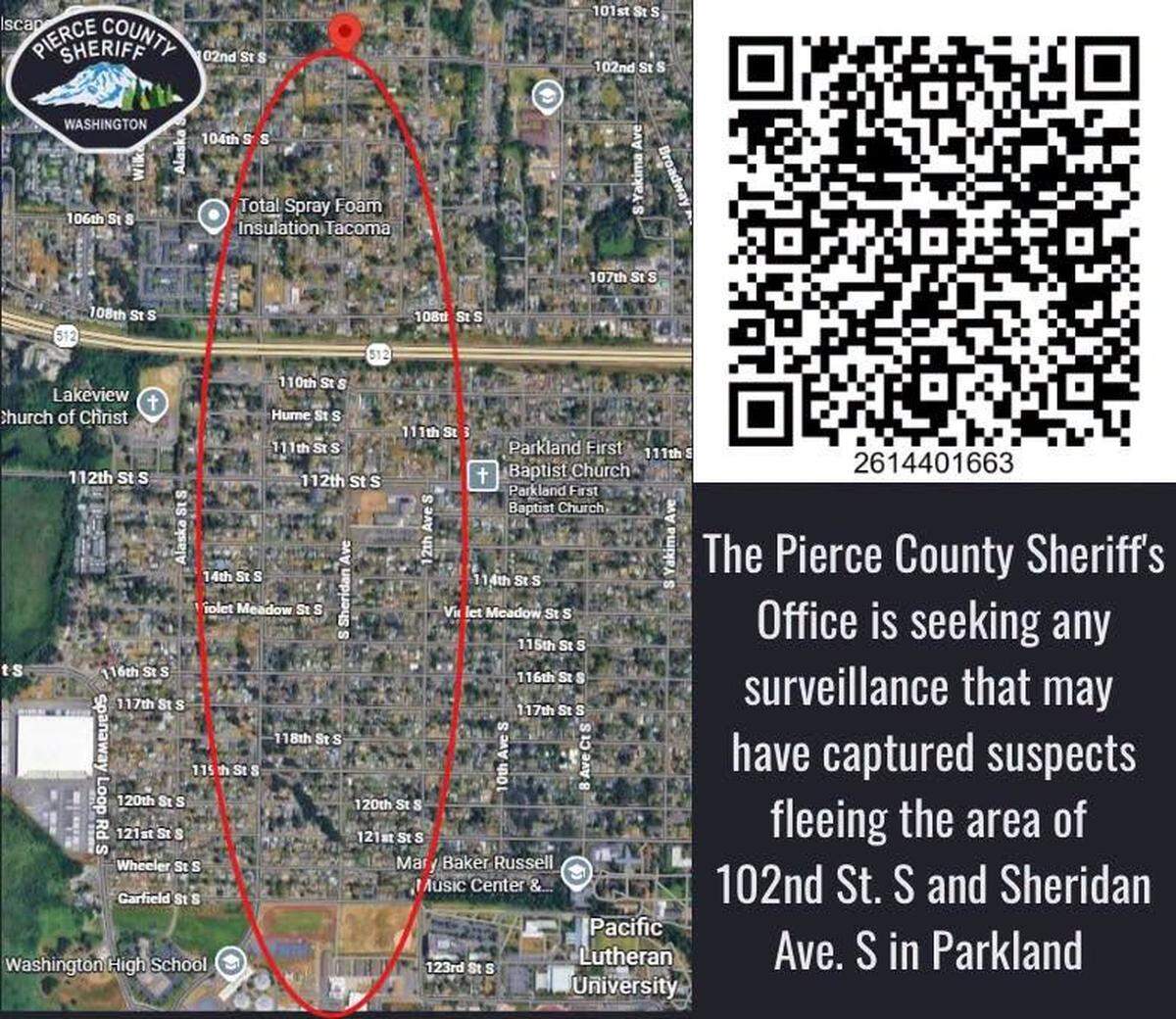 The Pierce County Sheriff’s Office is seeking surveillance footage that may have captured suspects fleeing a fatal shooting of a 17-year-old in Parkland on May 24, 2026.