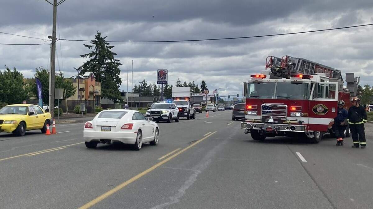 A person was struck by a vehicle on Pacific Avenue near South 106th Street in Parkland Monday afternoon.