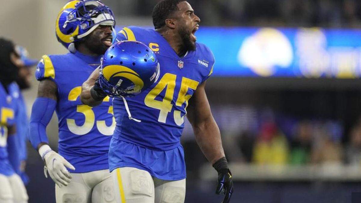 Rams linebacker Bobby Wagner celebrates after intercepting a pass from Geno Smith in his former Seahawks’ 27-23 win over Los Angeles in Inglewood, Calif., Dec. 4, 2022.