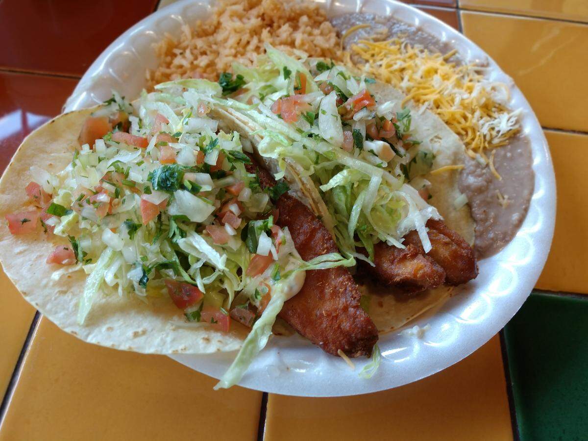 Fish tacos are made with battered tillapia at Don Alberto California Style Mexican Food in Lakewood.