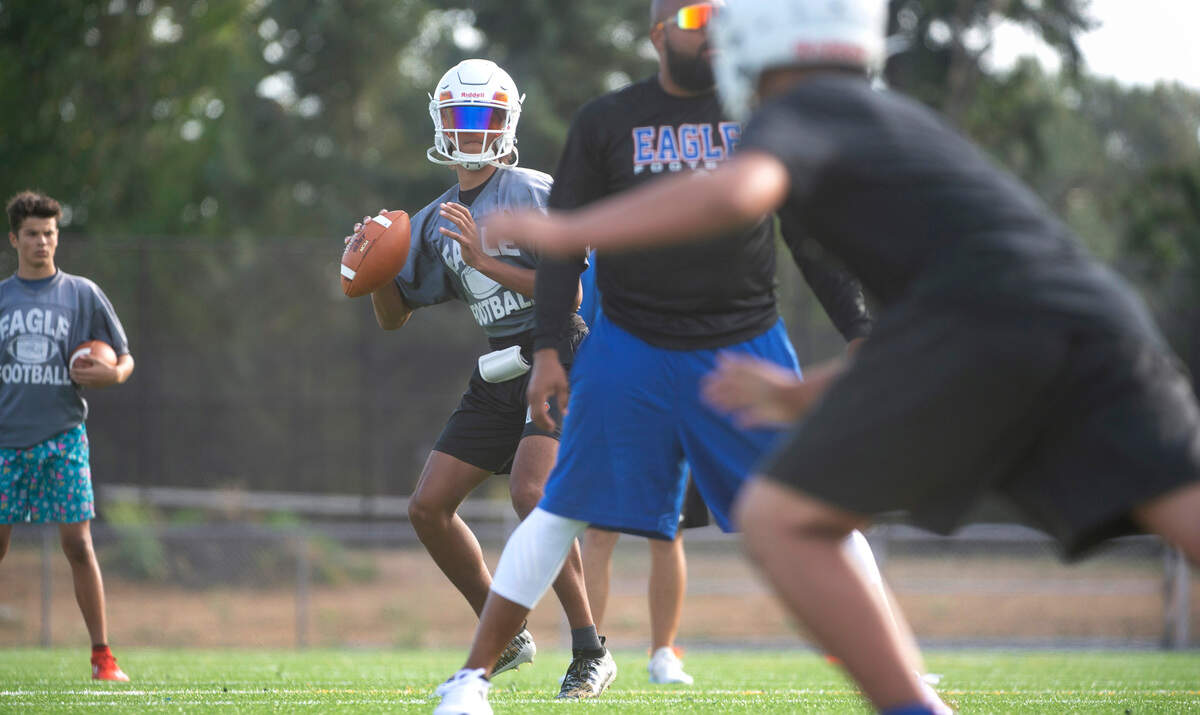 During the Eagles’ football practice at Graham-Kapowsin High School in Graham, Washington, on Wednesday, Aug. 18, 2021.