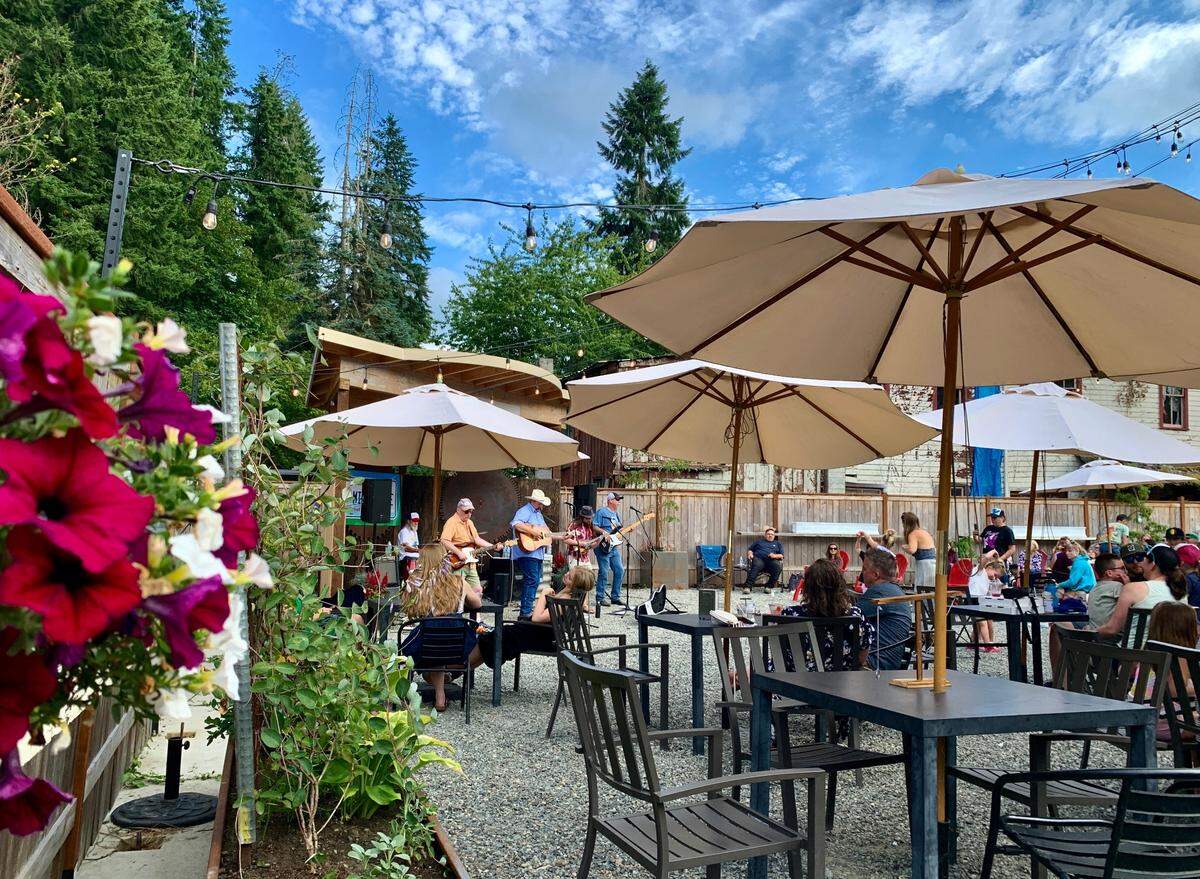 The spacious patio at the Wilkeson soda shop, shown during standard service before its conversion to an event venue, will host live music and eight old fashioned vendors on May 16.