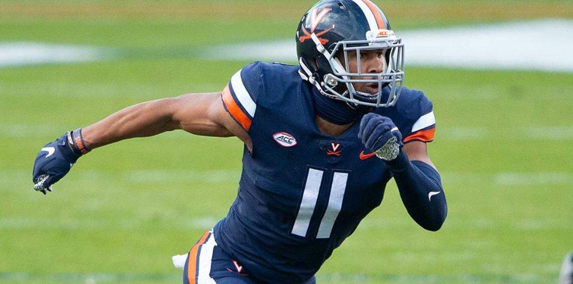 Charles Snowden from the University of Virginia is a rare outside linebacker. He’s 6 feet 6 inches tall.