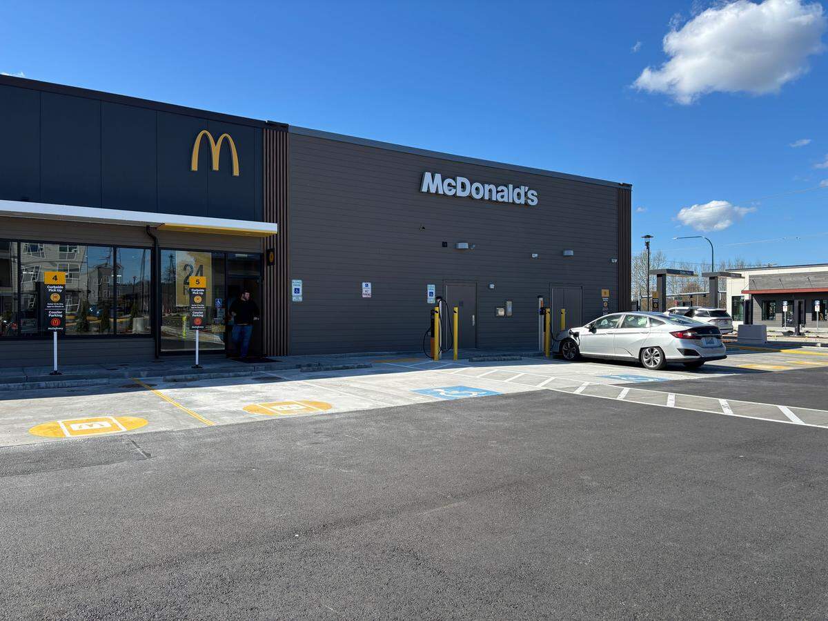 A new McDonald’s restaurant, pictured on March 26, 2026 at 731 Shaw Road E. in Puyallup. The restaurant opened earlier this year and is right next to East Town Crossing, a new apartment complex that offers two- and three-bedroom apartments.