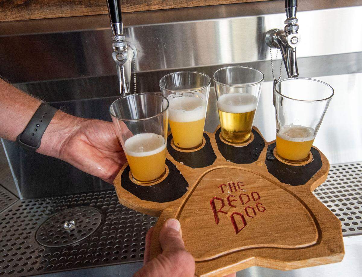The Redd Dog’s beer wall allows you to pay for precisely the amount of liquid that goes into your glass, allowing for customizable tasting flights.