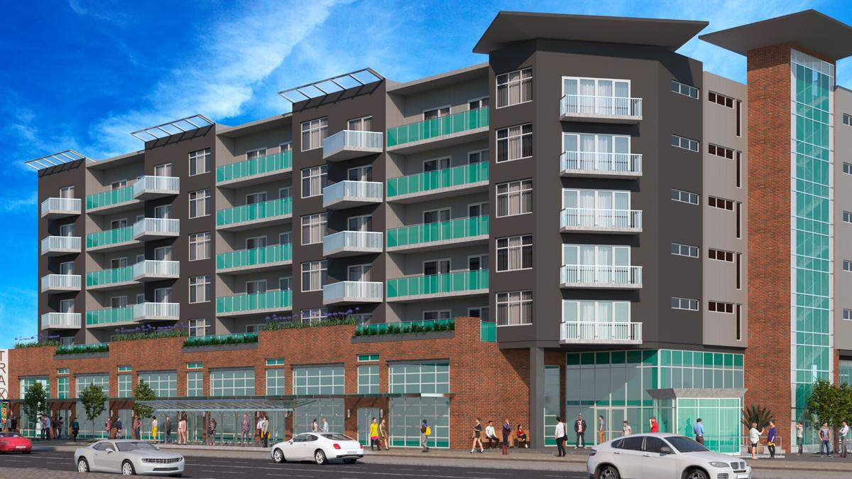 Artist’s rendering of the Trax apartments, 415 E. 25th St.