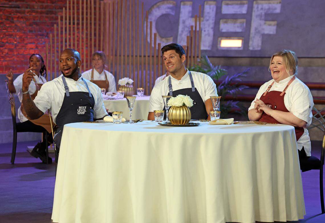 Puyallup chef Danielle Kartes (right) along with fellow contestants Jared Veldheer and Darian Bryan on “Next Level Chef,” a national cooking show that airs every Thursday on FOX, with Gordon Ramsay as one of the judges.