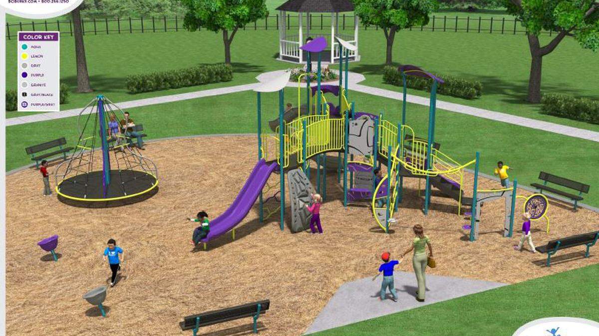 Sam Peach Park will have new playground equipment this fall, including a Rev8 spinner, which resembles a Merry-Go-Round.