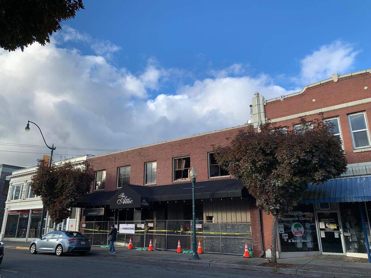 The building at 1003-1005 Main St. in Sumner, Wash., was devastated by the Oct. 28 three-alarm fire. It will be torn down and potentially rebuilt.