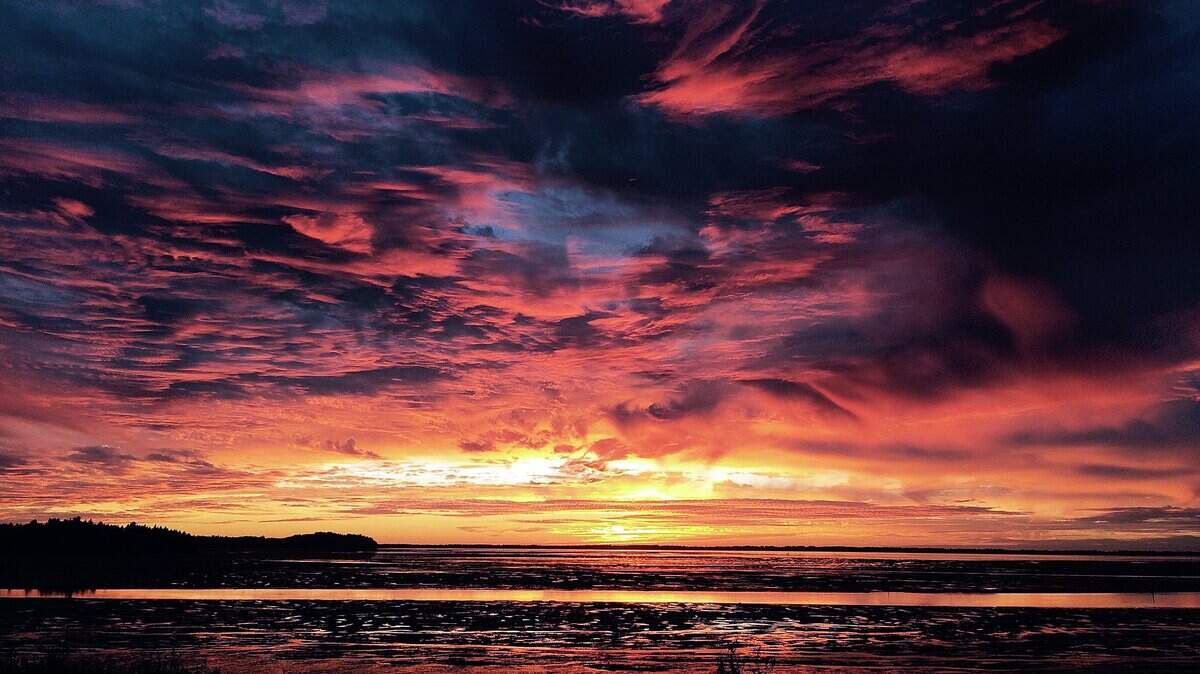 The area around Willapa Bay, seen here at sunset in October 2015, is under drought conditions this year.