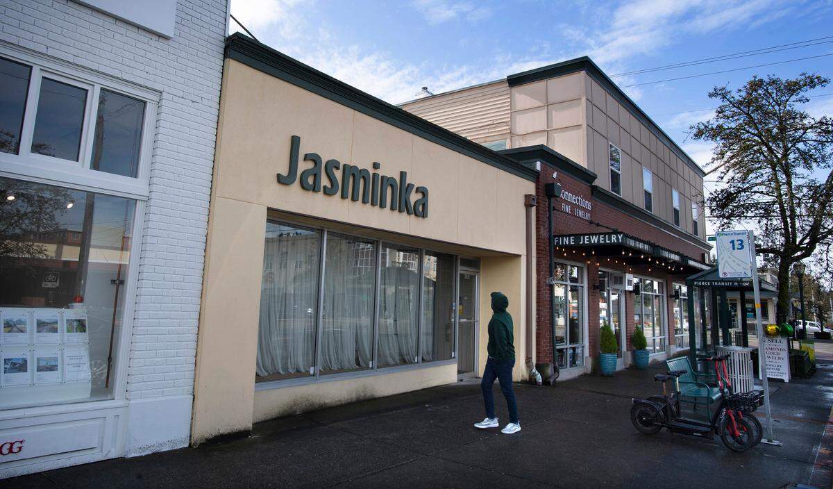 A five-story aparment building is planned for the space of the former Jasminka women’s clothing boutique in the Proctor District of Tacoma, Washington, on Tuesday, March 15, 2022.