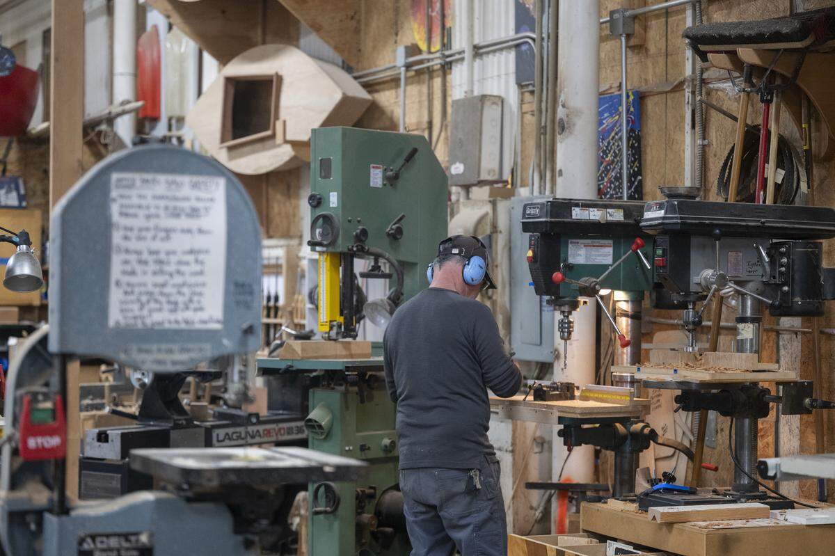 A variety of tools and machines fill the workshop at Tacoma Boat Builders on Friday, April 24, 2026, in Tacoma, Wash.