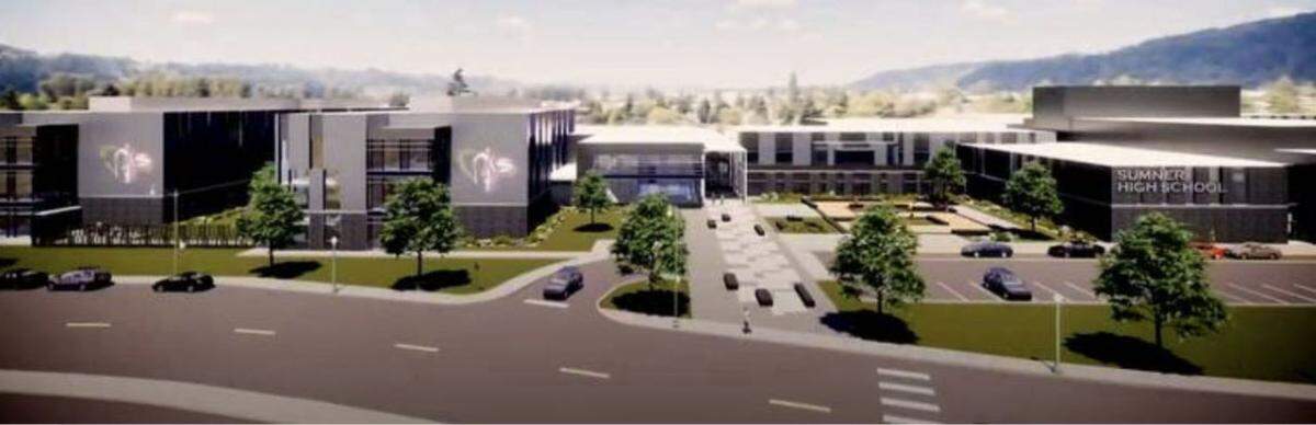 An architectural rendering of what Sumner High will look like after completion of Phase 1 and 2 of the expansion project.