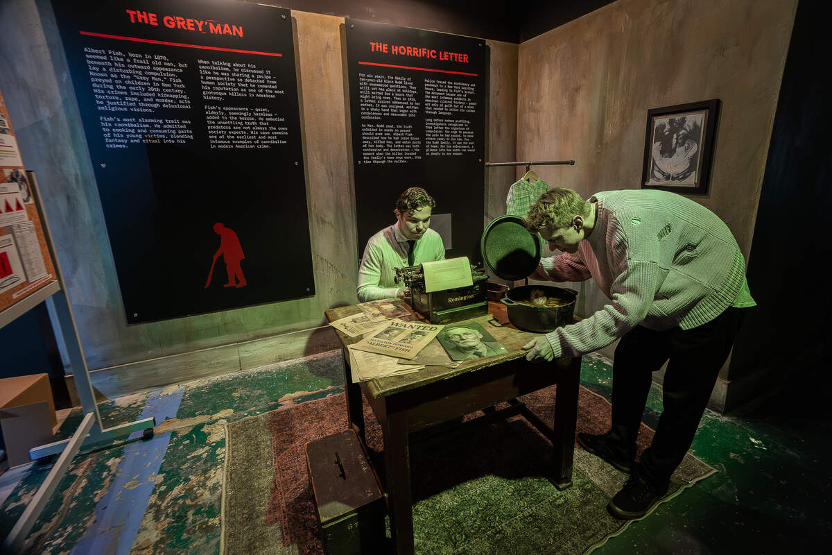 Visitors can explore immersive rooms in “The Mind of a Serial Killer: The Experience,” which opened in Seattle on June 19, 2026.
