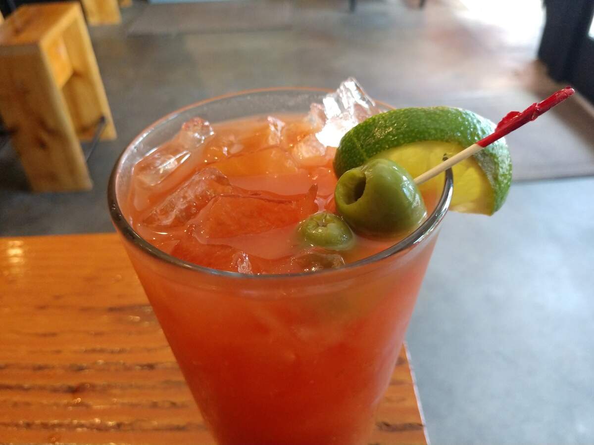 The Dirty Mary at Stink Cheese + Meat in Tacoma’s St. Helens neighborhood is made with olive juice and pepper brine.