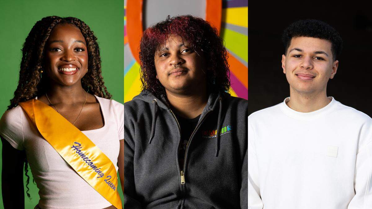 A composite photo of Patience Brown, Mystix Flamer and Chase Washington.