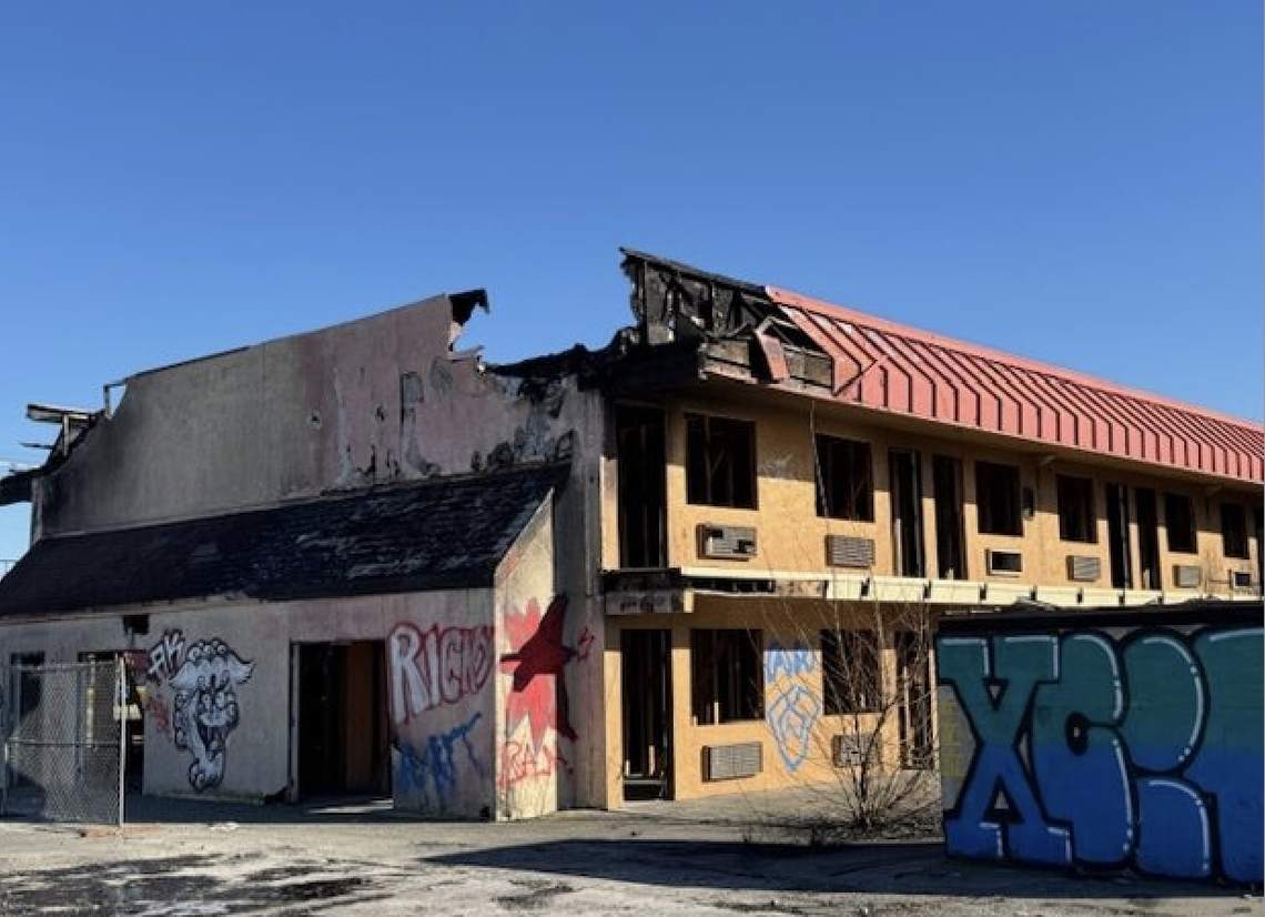 The abandoned Rodeway Inn & Suites, 3100 Pacific Highway E., before it was acquired by an investment group in 2025 with plans to demolish.
