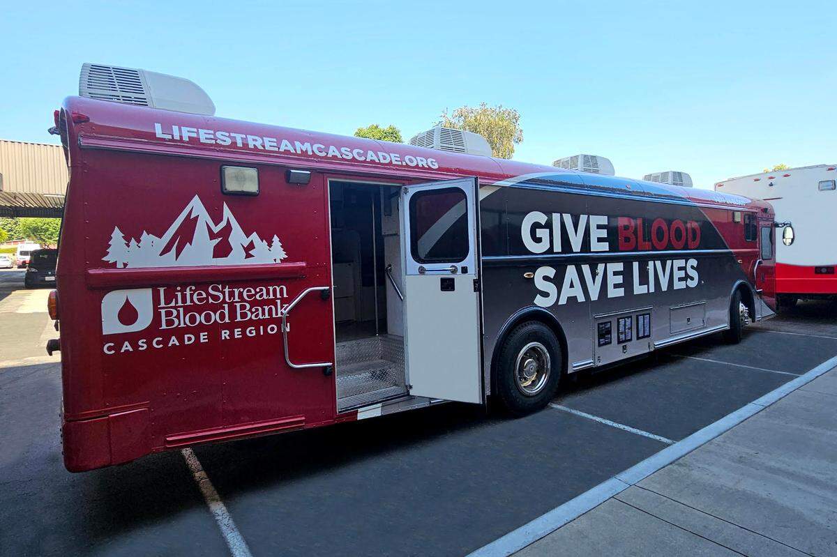 A LifeStream blood mobile like this will be taking blood donations in Pierce County in August.