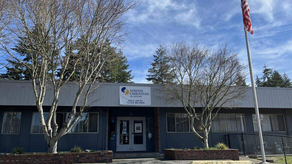 The entrance to Sound Christian Academy, a private Christian school in south Tacoma. The school posted on Facebook at Feb. 28 that it needed $210,000 to continue operations.