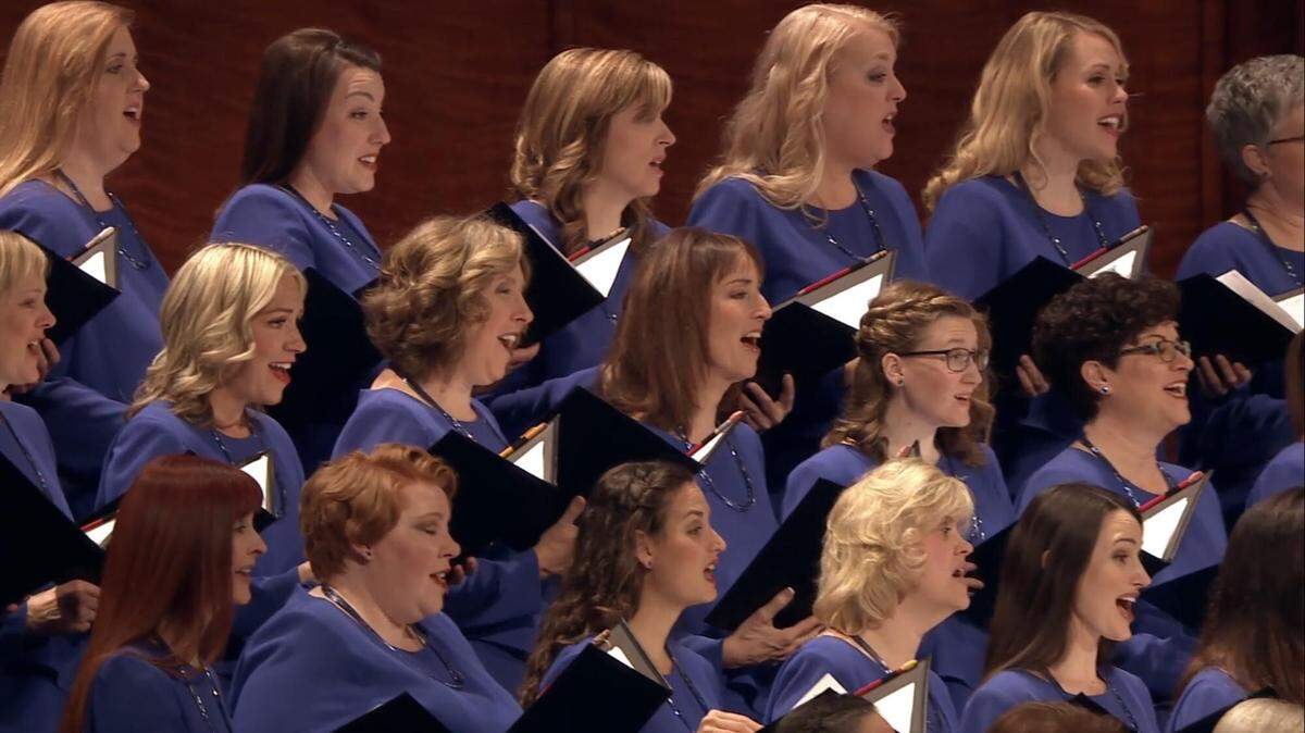 University Place native Emily Bateman, top row, far right, will perform Monday with the Mormon Tabernacle Choir in Seattle in her first concert in the area.