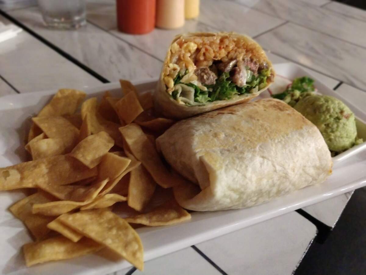 A kalbi burrito from Takos Koreanos.