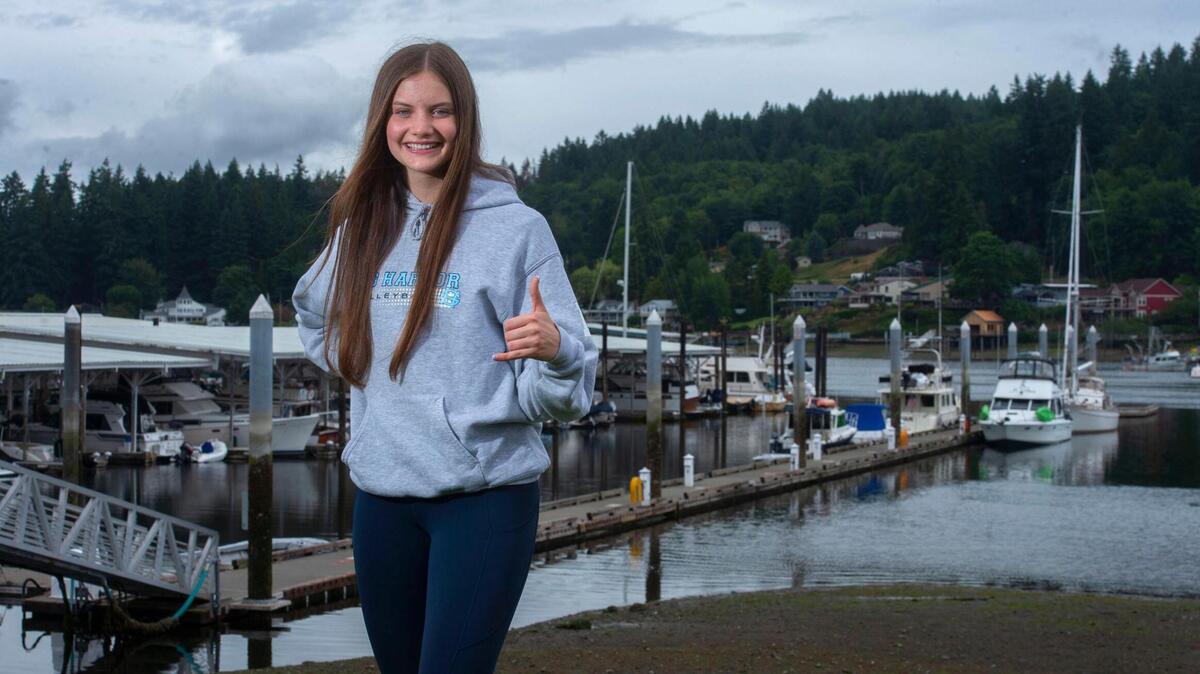 Gig Harbor High’s Chloe Yerex is a Peninsula Gateway Athlete of the Year. Yerex leaves high school as 4A SPSL volleyball MVP. She will attend Texas A&M Corpus Christi. Photo taken in Gig Harbor on Monday, June 14, 2021.