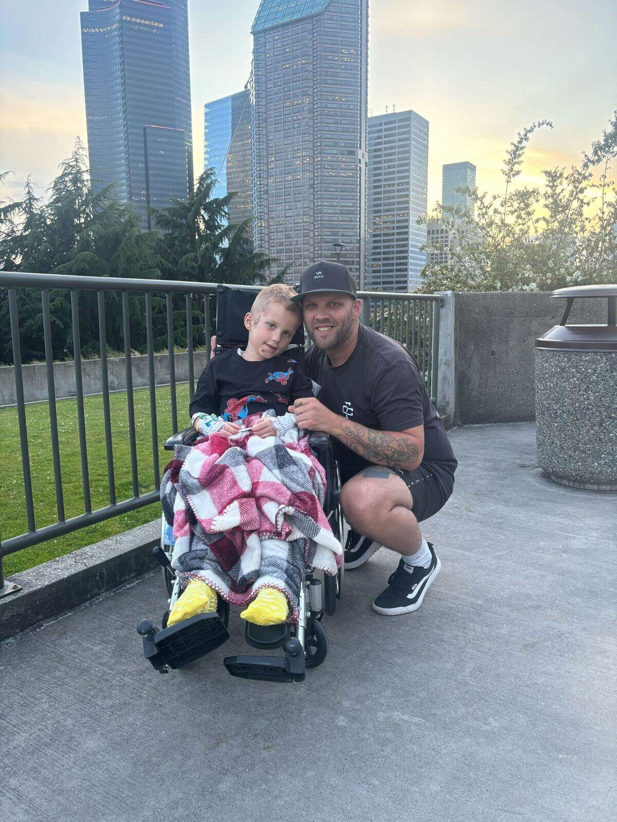 Ryder Muir, left, and his dad Nik Muir.
