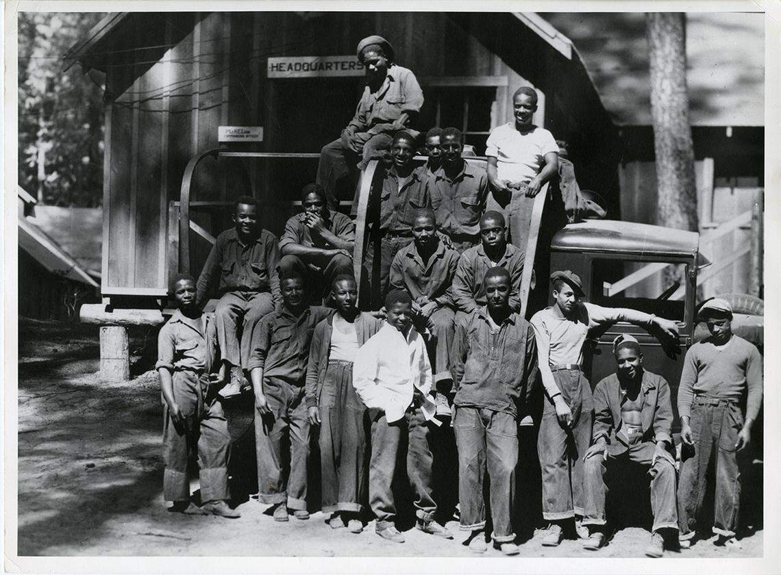 Civilian Conservation Corps camps were generally segregated. This all-Black group worked in Mount Rainier National Park.