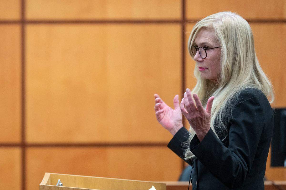 Anne Bremner, a defense attorney for Pierce County Sheriff Ed Troyer, makes her closing arguments on Tuesday, Dec. 13, 2022, in Pierce County District Court in Tacoma.