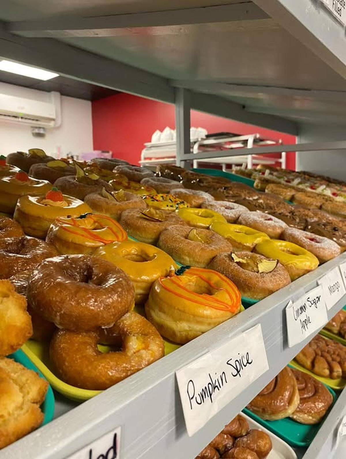 Doughnuts for sale at Lone Star Donuts, a pastry shop that sells big “Texas-style” doughnuts and other treats at their locations in Silverdale and Port Orchard, Wash.