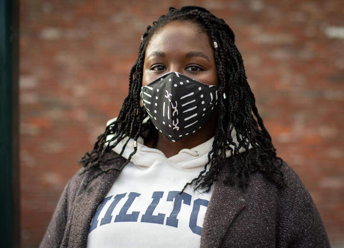 Jamika Scott, a member of Tacoma Action Collective, was arrested after a group of protesters gathered near the scene Saturday night after a Tacoma police officer drove through a crowd. She was charged with obstruction of a public official and made bail with help from community donations. Photographed in Tacoma , Wash., on Monday, Jan. 25, 2021.