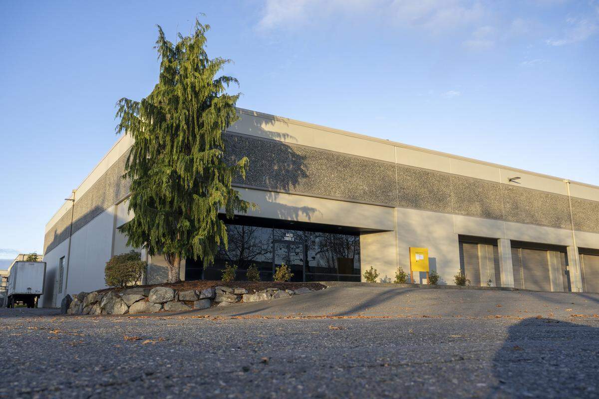 A sports complex is proposed for this building at Lakewood Industrial Park, pictured on Tuesday, Nov. 18, 2025, in Lakewood, Wash.