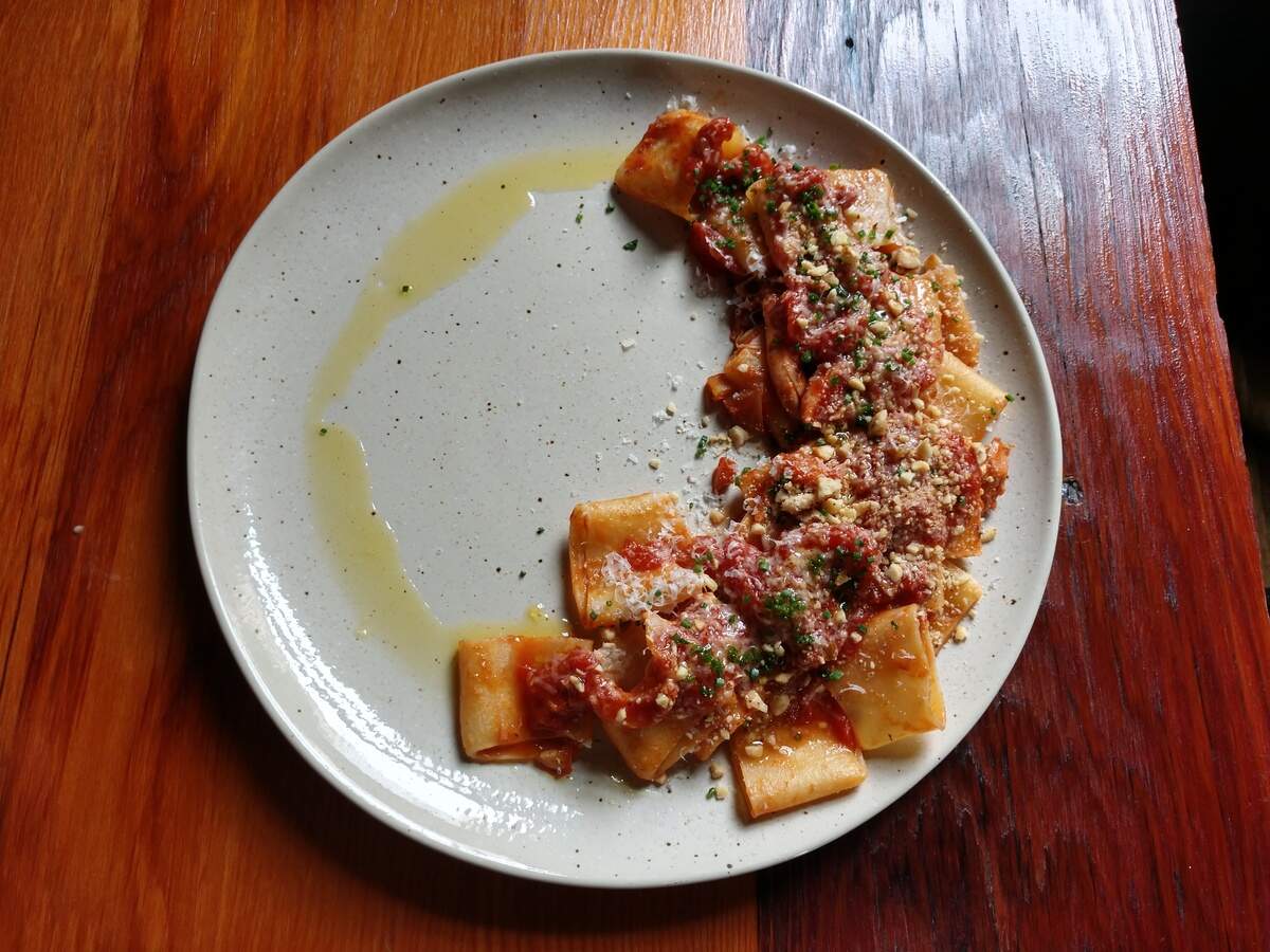 Paccheri with rabbit ragu at En Rama in Tacoma.