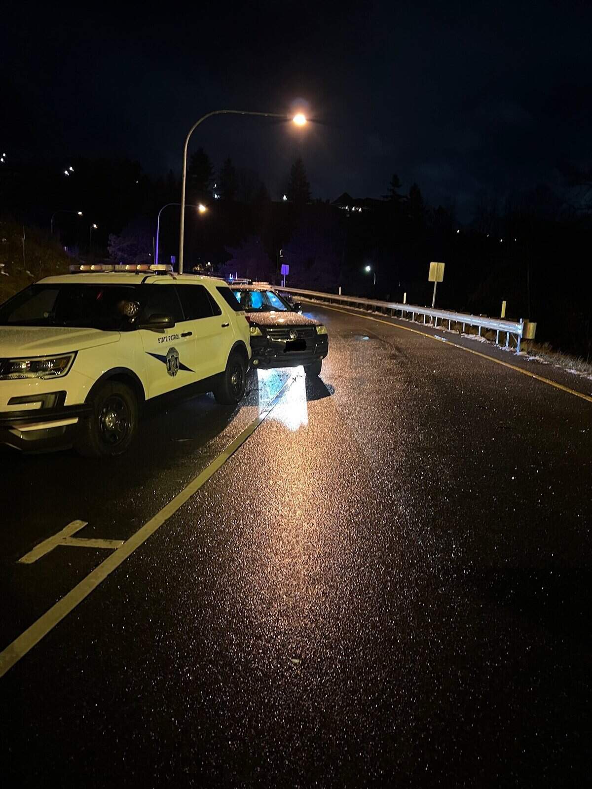 A crash on the ramp from state Route 7 to northbound Interstate 5 on Tuesday morning in Tacoma involved eight to 12 cars, including a Washington State Patrol vehicle, troopers said.