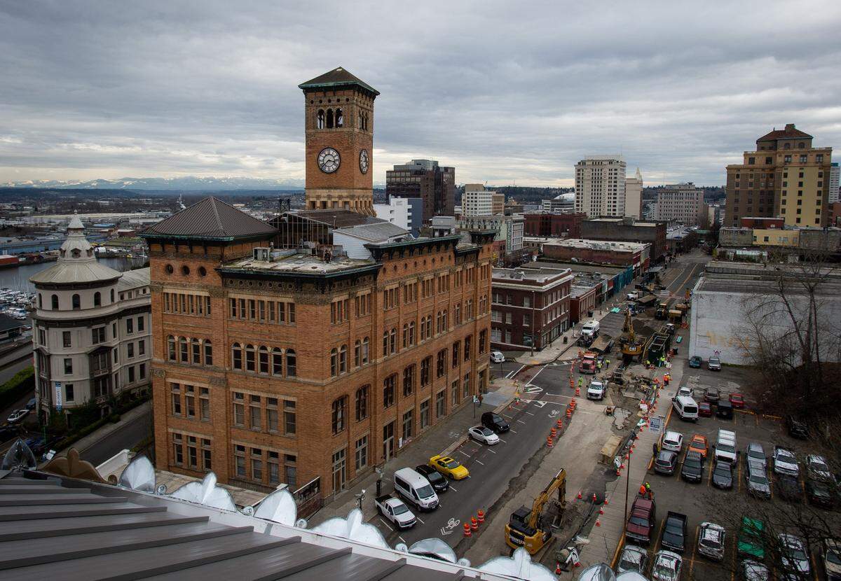Tacoma’s Old City Hall building as seen from the roof of the McMenamins Elks Temple in Tacoma, Wash., on Wednesday, Feb. 27, 2019