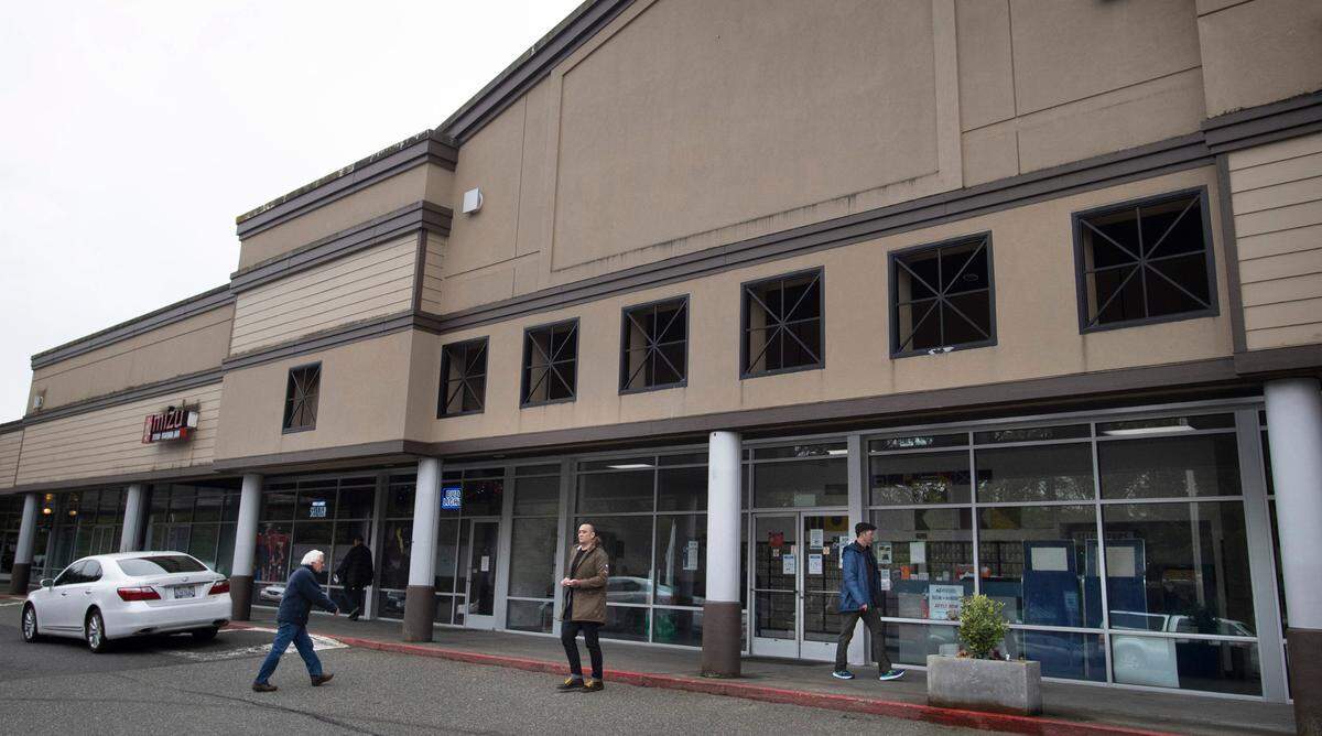 The Peninsula Shopping Center in Gig Harbor, Wash., on Thursday, March 17, 2022. Rush Development bought partial stake in the center Feb. 25, 2020.
