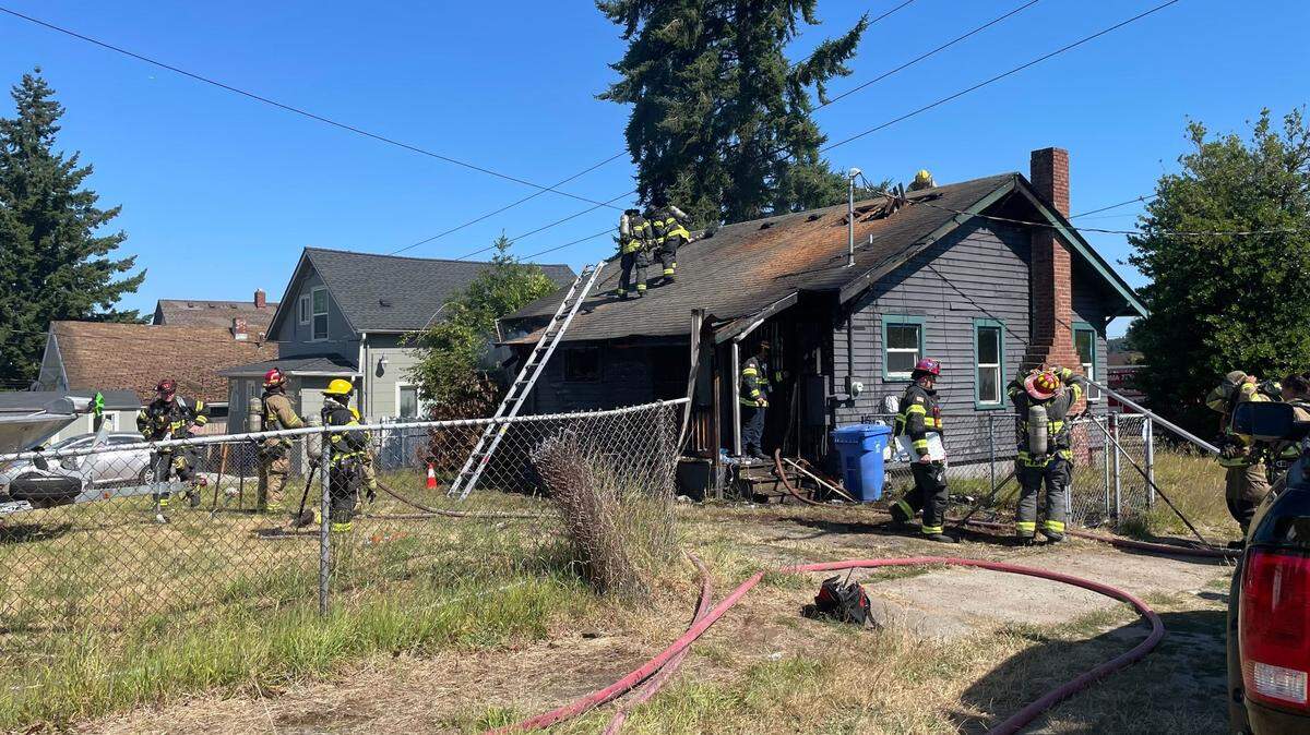 A fire that started outside and moved into the attic of a home displaced one family Tuesday, July 8, 2025, in Tacoma.