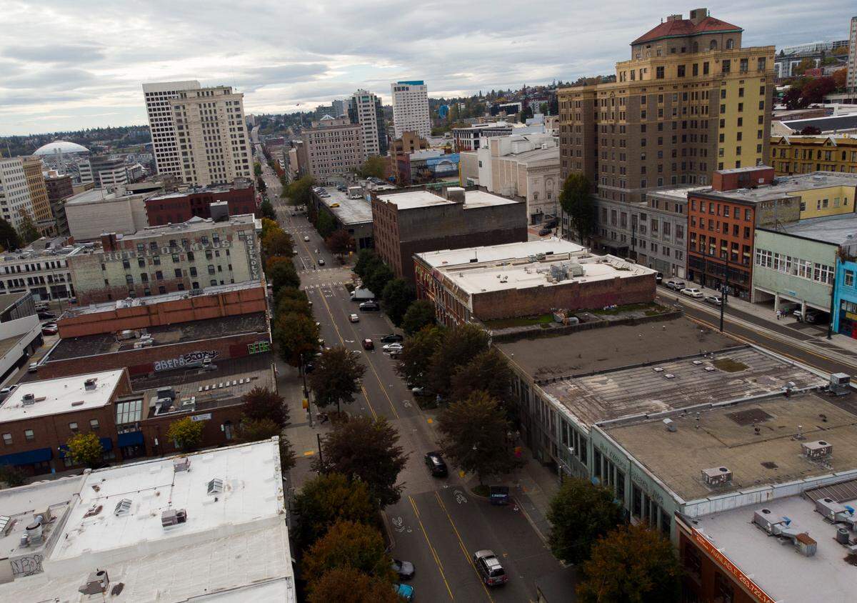 Whiskey Row, seen from above, is filled with dark, perhaps haunted history, according to Pretty Gritty Tours’ Chris Staudinger, on Monday, Oct. 14, 2024, in Tacoma.