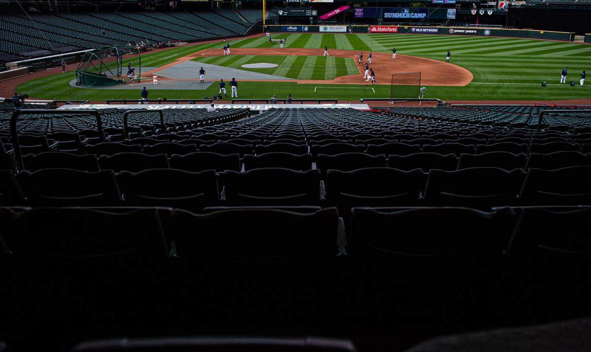 The Seattle Mariners Spring Training at T-Mobile Park in Seattle, Wash., on Friday, July 3, 2020.