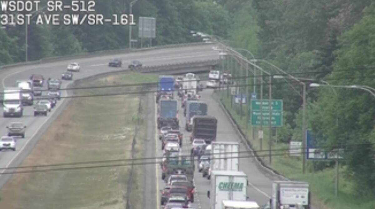 A crash in the South Hill area is causing traffic backups on May 15, 2025.