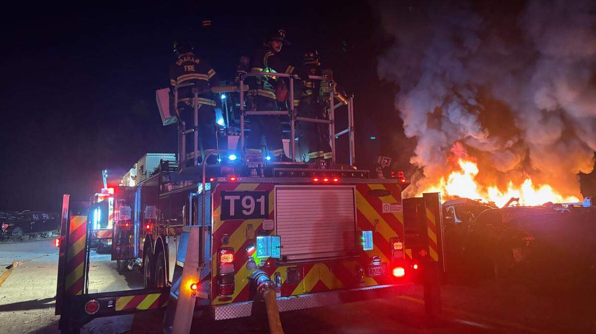 Firefighters in Graham were on scene for a fire and explosions at a wreck yard on April 29, 2026.