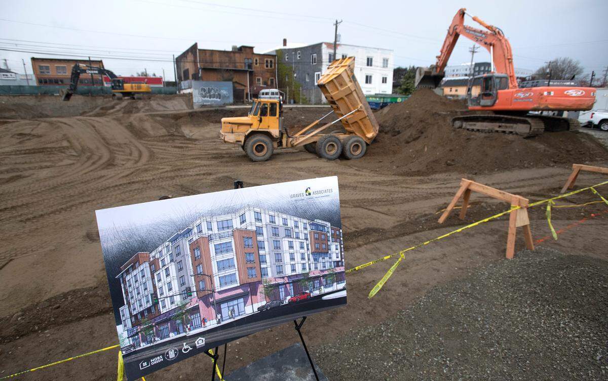 Construction is already underway on Aspire11 mixed-use, multi-family residential and retail space in the Hilltop Neighborhood of Tacoma, Washington, shown on Wednesday, April 13, 2022.