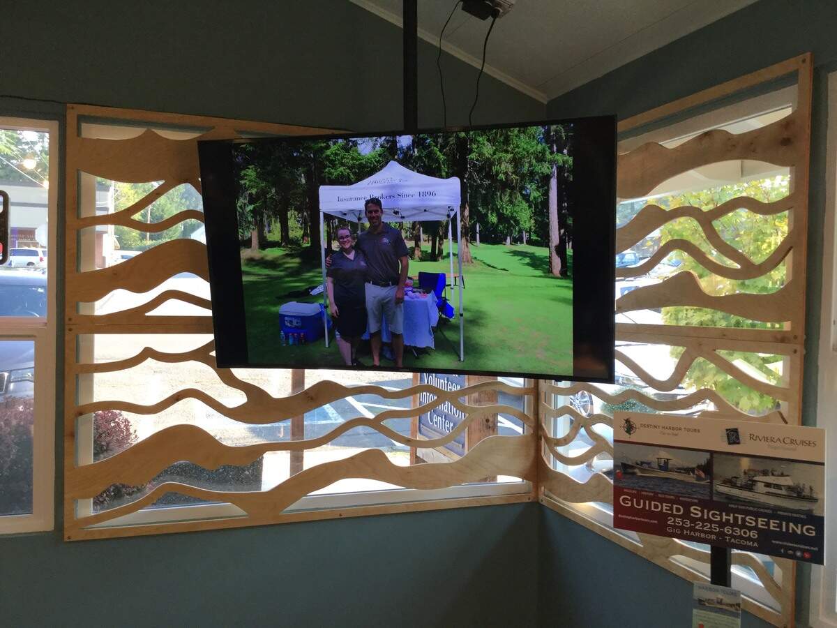 Design features in the newly renovated Gig Harbor Chamber of Commerce building were created out of 100 percent natural, sustainable materials and is meant to reflect the local environment in Gig Harbor.