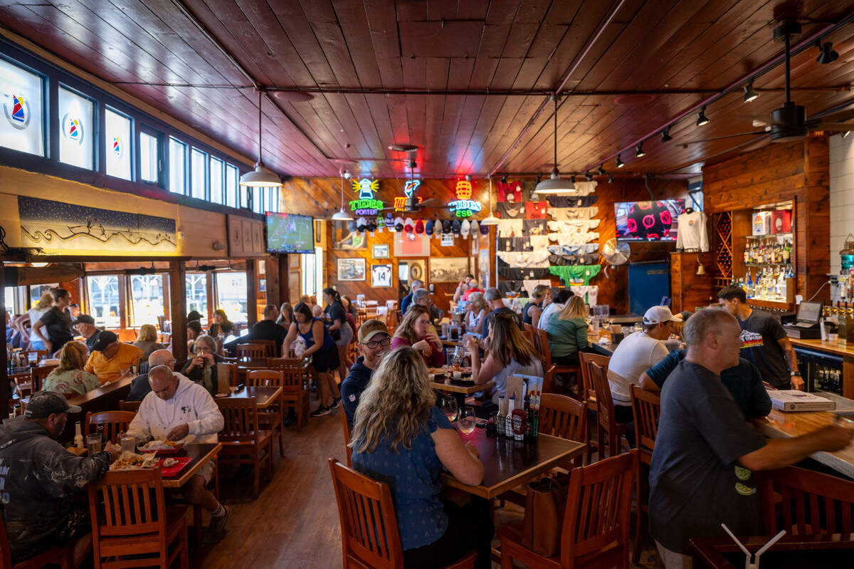 Patrons enjoy lunch at Tides Tavern in Gig Harbor, Wash., on Sept. 8, 2023.