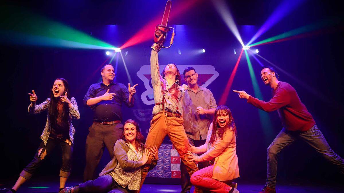 The cast of “Evil Dead: The Musical,” which is playing at Tacoma Little Theatre.