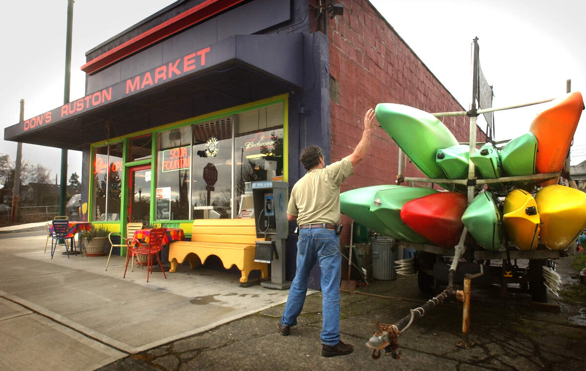 Don Torbet, owner of Don’s Ruston Market in Ruston offer kayaks to customers to rent at his mom and pop market.
